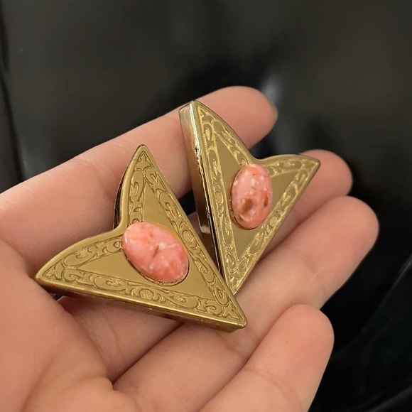Gold and Pink Geometric Earrings main image 4